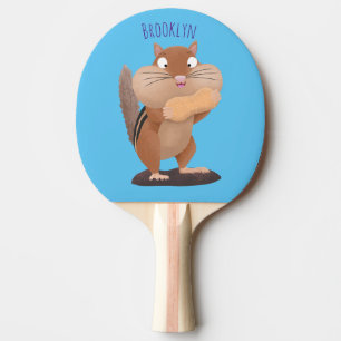 Cute funny big cheeks chipmunk cartoon ping pong paddle