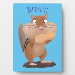 Cute funny big cheeks chipmunk cartoon plaque