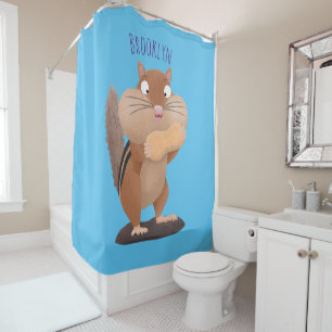 Cute funny big cheeks chipmunk cartoon shower curtain