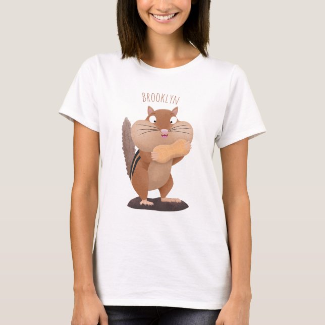 Cute funny big cheeks chipmunk cartoon T-Shirt (Front)