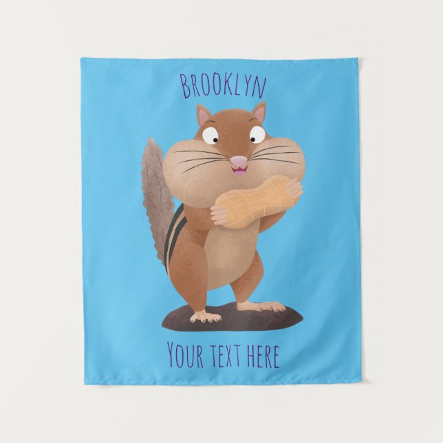 Cute funny big cheeks chipmunk cartoon tapestry (Front)