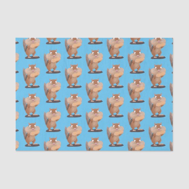 Cute funny big cheeks chipmunk cartoon  tissue paper (Front)