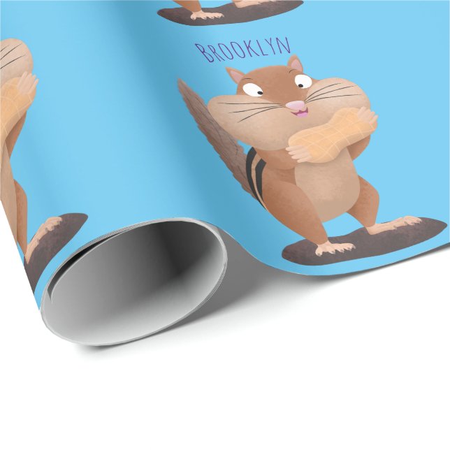 Cute funny big cheeks chipmunk cartoon  wrapping paper (Roll Corner)