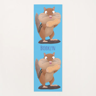 Cute funny big cheeks chipmunk cartoon yoga mat