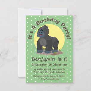 Cute funny big gorilla cartoon illustration invitation