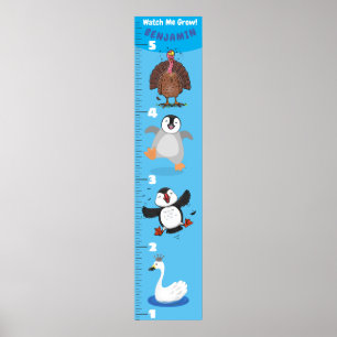 Cute funny birds cartoon growth chart