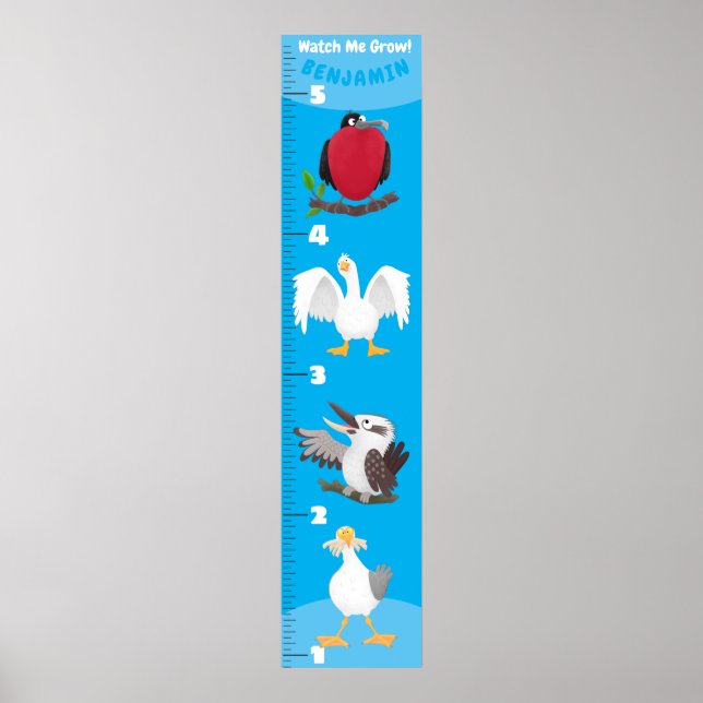 Cute funny birds cartoon growth charts (Front)