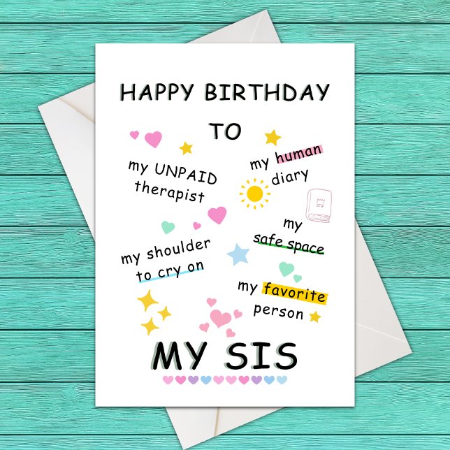 Cute Funny Birthday Card for Sister, (Creator Uploaded)