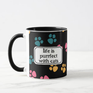 Cute funny black cat paw  mug
