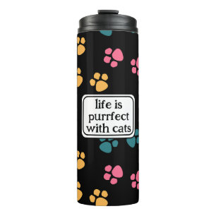 Cute funny black cat paw thermal tumbler