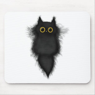Cute Funny Black Cat Yellow Eyes Cat Lover Cat Mum Mouse Mat