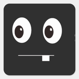 Cute funny black monster face cartoon square sticker
