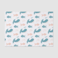 Cute funny blue whale and fish. Nautical animal