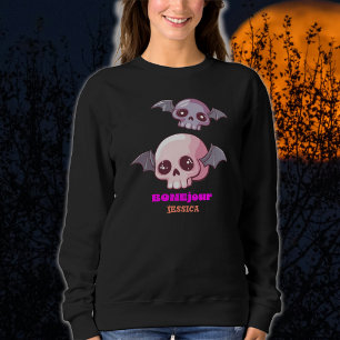 Cute Funny Bonjour Pun Halloween Sweatshirt