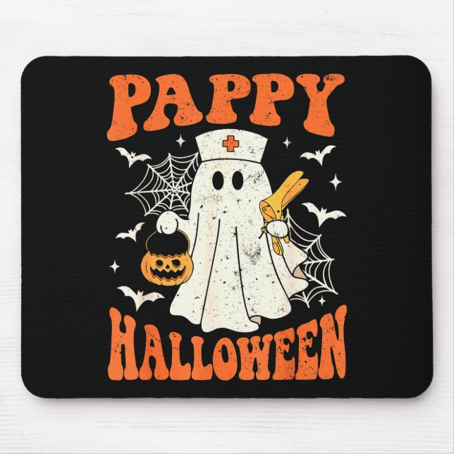 Cute Funny Boo Ghost Nurses Pappy Halloween Obgyn  Mouse Mat (Front)