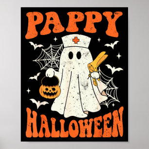 Cute Funny Boo Ghost Nurses Pappy Halloween Obgyn Poster