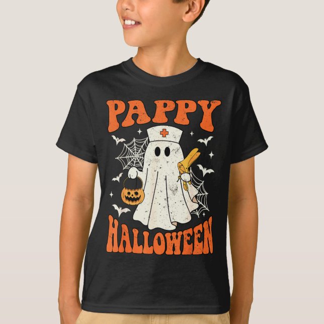 Cute Funny Boo Ghost Nurses Pappy Halloween Obgyn  T-Shirt (Front)