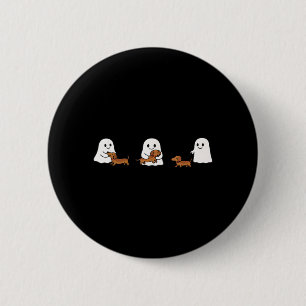 Cute Funny Boo Ghosts Walking Dachshund Dog Lovers 6 Cm Round Badge