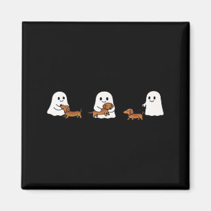 Cute Funny Boo Ghosts Walking Dachshund Dog Lovers Magnet