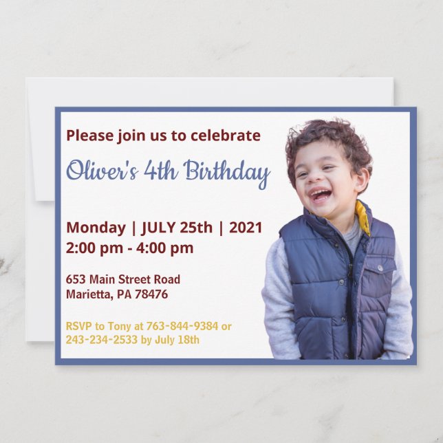Cute Funny | Boys Photo Birthday Invitation (Front)