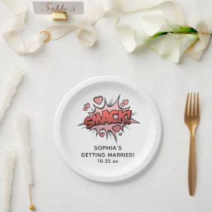 Cute Funny Bridal Shower Retro Wedding  Paper Plate