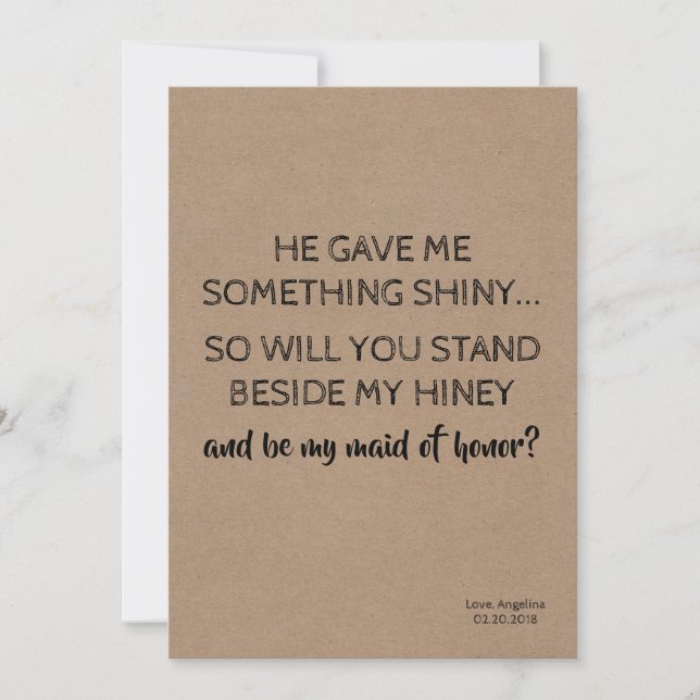 Cute Funny Bridesmaid / Maid of Honour Proposal Invitation (Front)