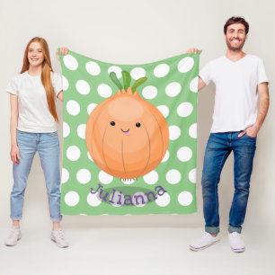 Cute funny brown onion cartoon illustration fleece blanket