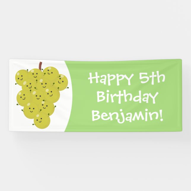 Cute funny bunch of grapes cartoon illustration banner (Horizontal)