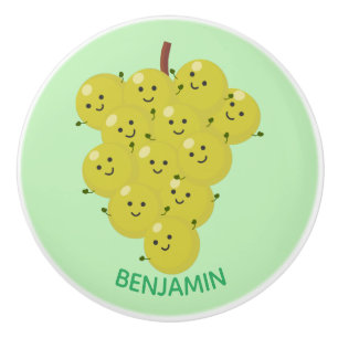 Cute funny bunch of grapes cartoon illustration ceramic knob