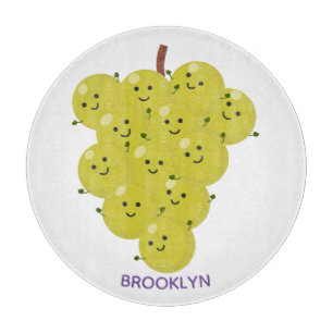 Cute funny bunch of grapes cartoon illustration cutting board
