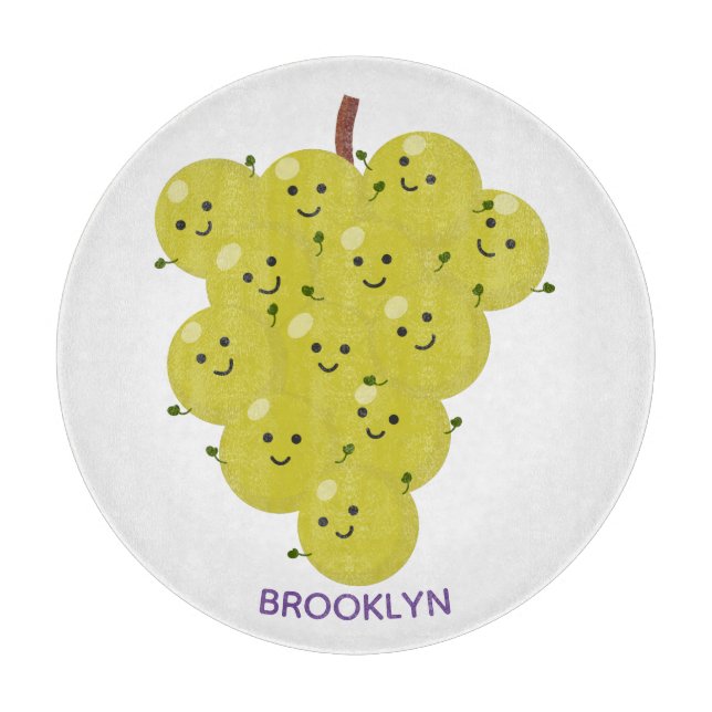 Cute funny bunch of grapes cartoon illustration cutting board (Front)