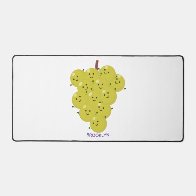 Cute funny bunch of grapes cartoon illustration desk mat (Front)