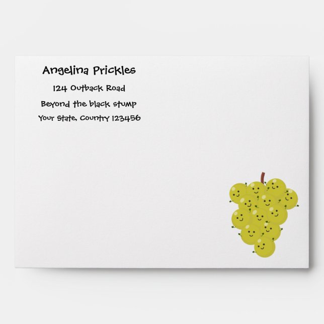 Cute funny bunch of grapes cartoon illustration envelope (Front)