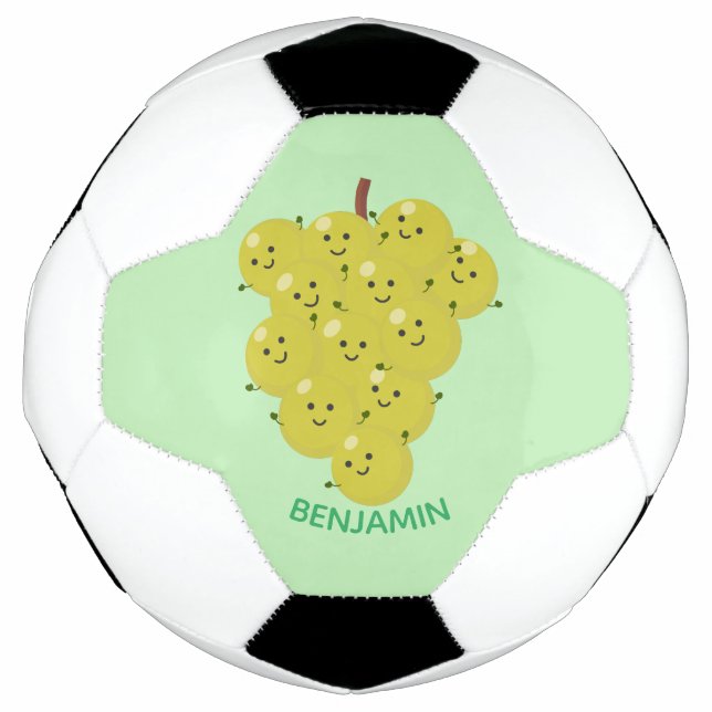 Cute funny bunch of grapes cartoon illustration football (Front)