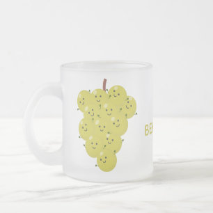 Cute funny bunch of grapes cartoon illustration frosted glass coffee mug