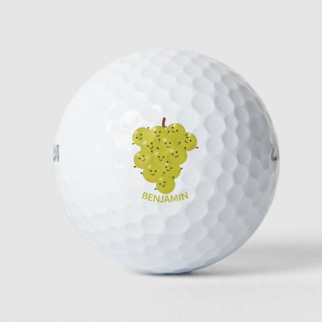 Cute funny bunch of grapes cartoon illustration golf balls (Front)