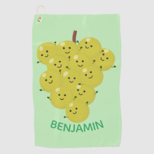 Cute funny bunch of grapes cartoon illustration golf towel