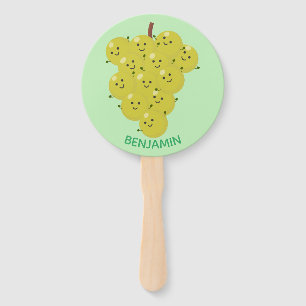 Cute funny bunch of grapes cartoon illustration hand fan