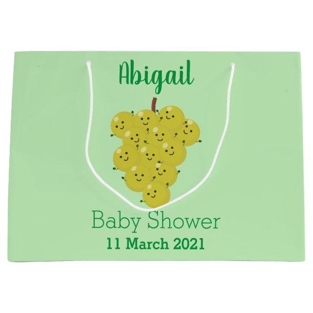 Cute funny bunch of grapes cartoon illustration large gift bag (Front)