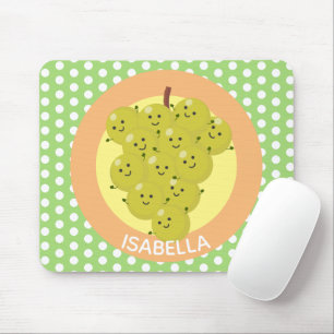 Cute funny bunch of grapes cartoon illustration mouse mat