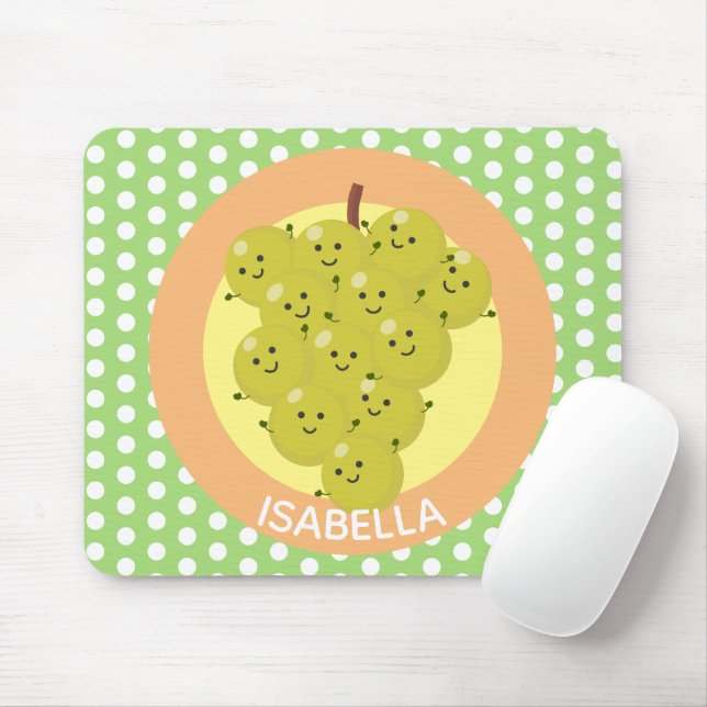 Cute funny bunch of grapes cartoon illustration mouse mat (With Mouse)