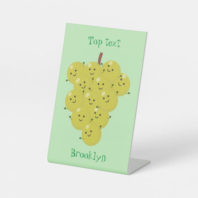 Cute funny bunch of grapes cartoon illustration pedestal sign (Front)