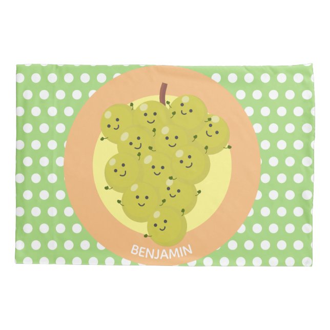 Cute funny bunch of grapes cartoon illustration pillowcase (Back)