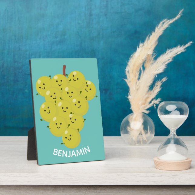 Cute funny bunch of grapes cartoon illustration plaque (Side)