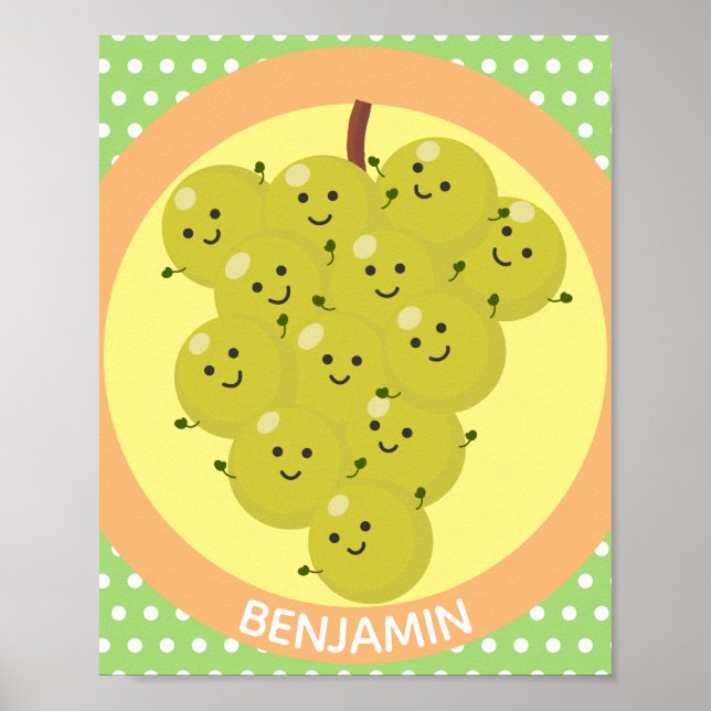 Cute funny bunch of grapes cartoon illustration poster (Front)