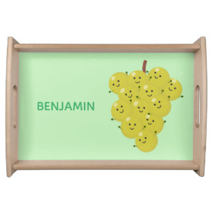 Cute funny bunch of grapes cartoon illustration serving tray