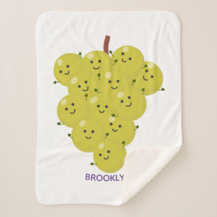 Cute funny bunch of grapes cartoon illustration sherpa blanket