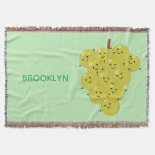 Cute funny bunch of grapes cartoon illustration throw blanket