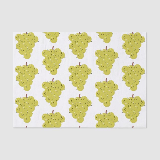 Cute funny bunch of grapes cartoon illustration tissue paper (Front)