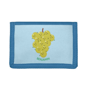 Cute funny bunch of grapes cartoon illustration trifold wallet